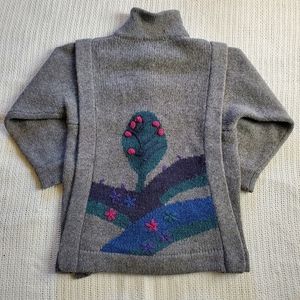 VTG Leroy Knitwear Women's Small Oversized Long Cardigan Sweater Wool Knit Tree